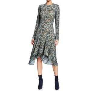 SEE BY CHLOE/.Long Sleeve.Tiered.Ruffle.Hem.Midi.Dress.Sz L